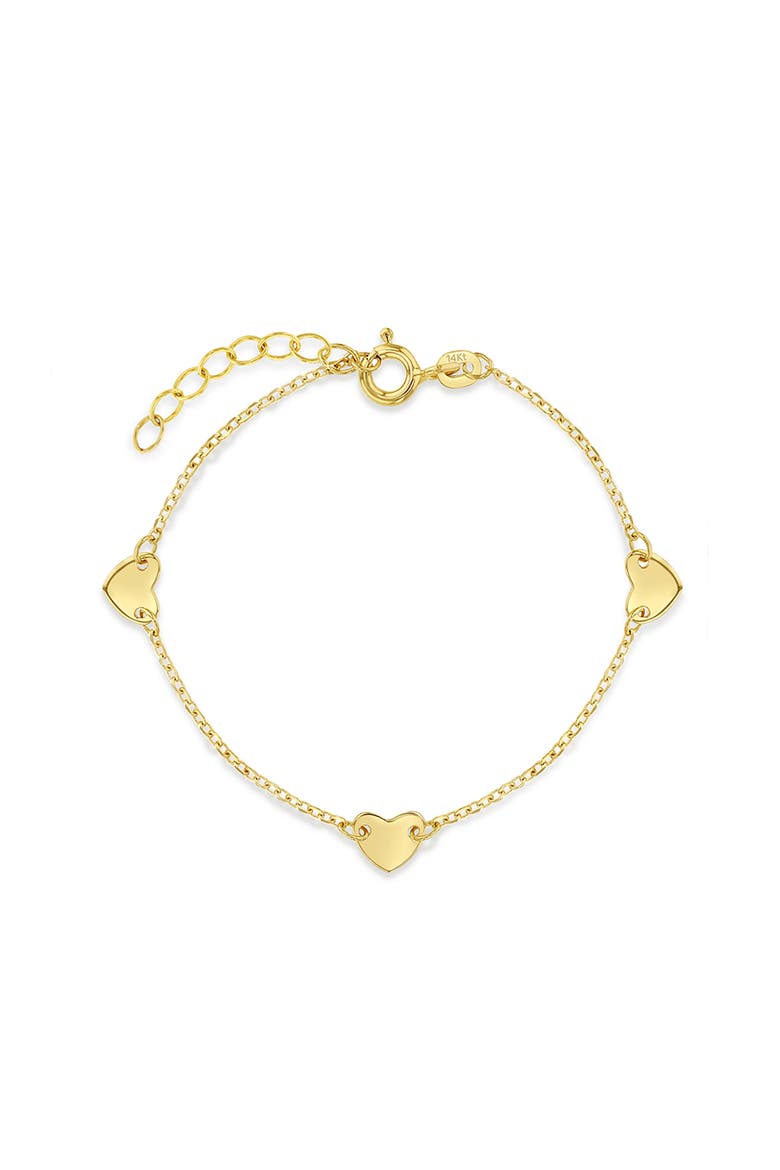 14k Polished Heart Charm Bracelet, Main, color, Gold