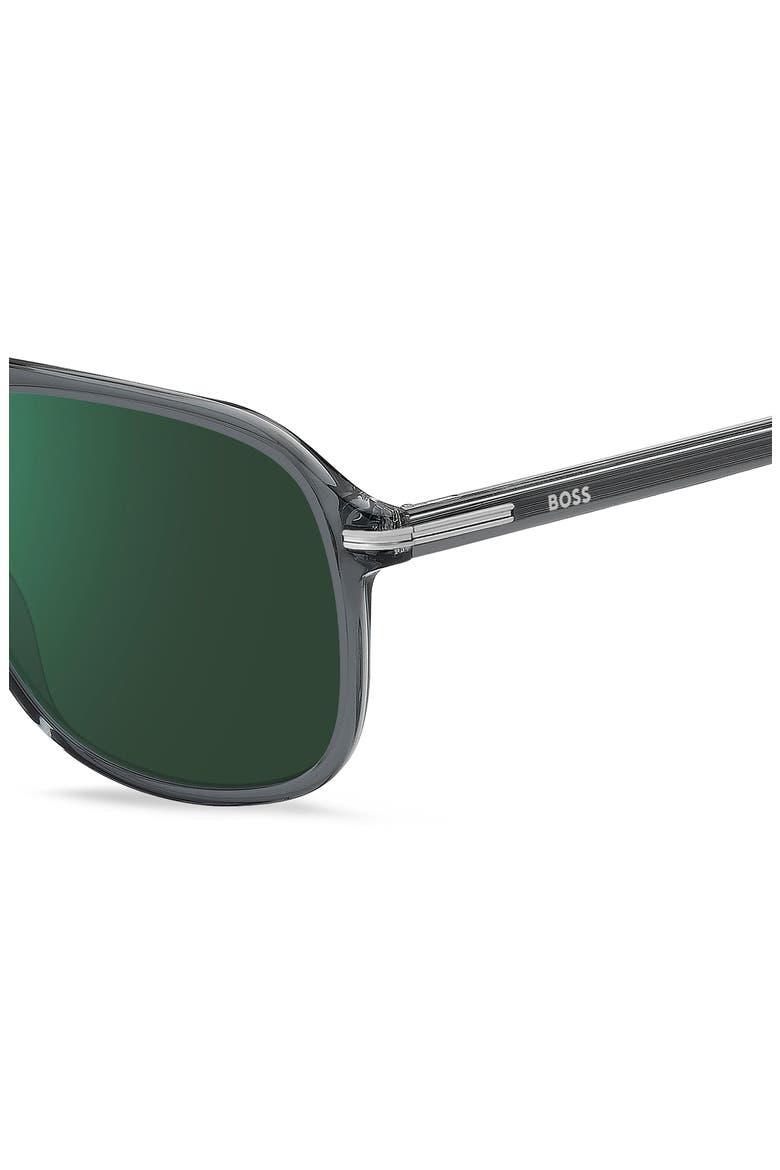 57mm Square Sunglasses, Alternate, color, GREY CRYSTAL/ GREEN SP