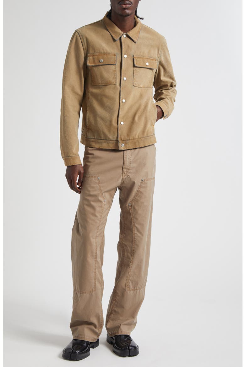 Faux Suede Bonded Denim Jacket, Alternate, color, SAND
