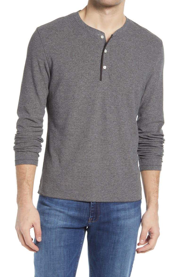 Slim Fit Waffle Knit Henley, Main, color, GREY