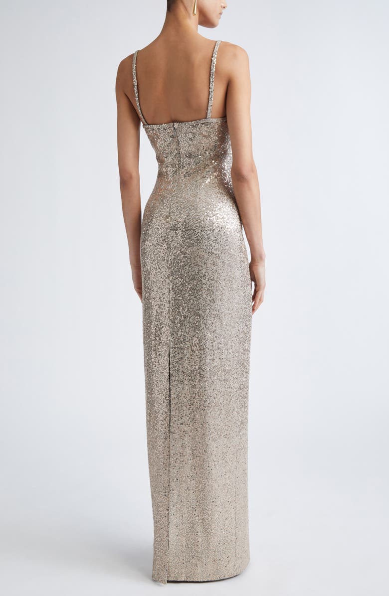 ST. JOHN Luxe Sequin Gown, Alternate, color, Latte Light Grey Melange