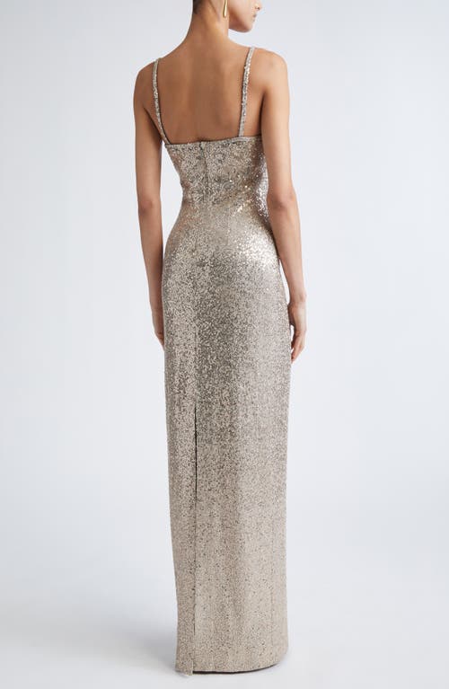 St John St. John Luxe Sequin Gown In Silver