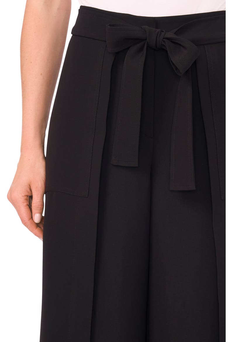 Tie Waist Crop Wide Leg Pants, Alternate, color, RICH BLACK