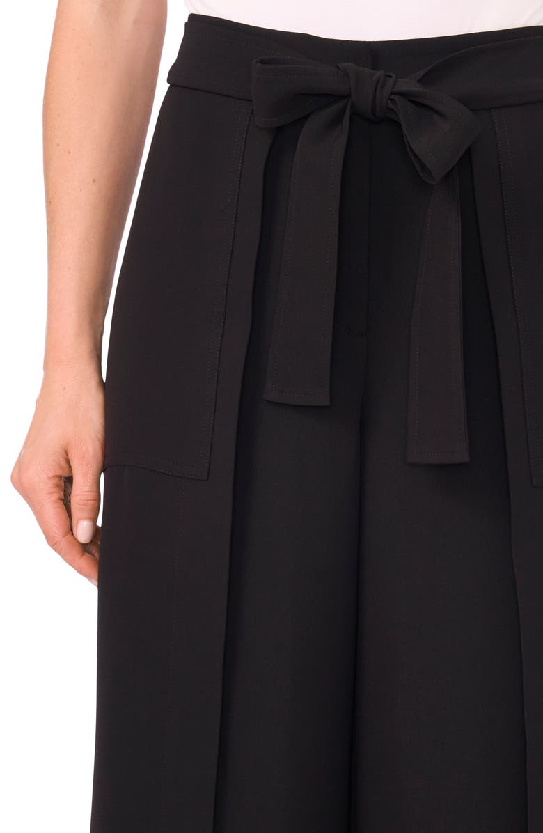 CeCe Tie Waist Crop Wide Leg Pants, Alternate, color, Rich Black