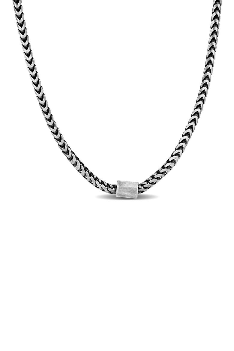 Franco Oxidized Sterling Silver Wheat Chain Pendant Necklace, Main, color, SILVER