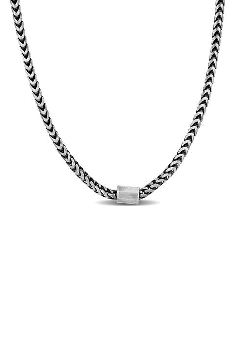 Franco Oxidized Sterling Silver Wheat Chain Pendant Necklace