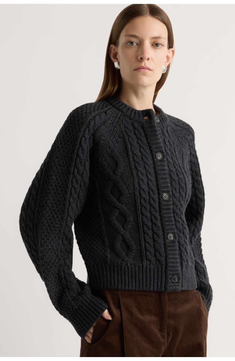 Modern Citizen Eloise Button Cable Cardigan, Alternate, color, Charcoal