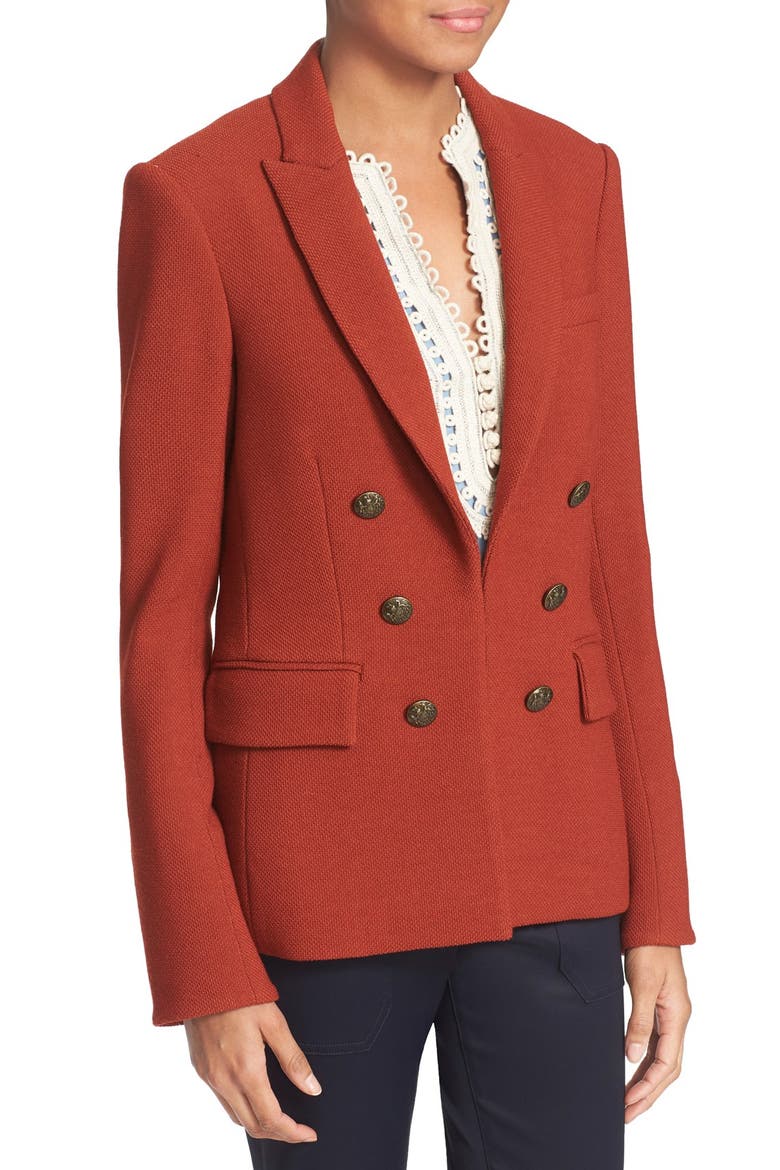 'Peninsula' Faux Double Breasted Blazer, Alternate, color, BRICK