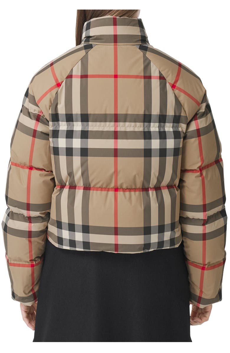 Burberry Check Crop Down Puffer Jacket, Alternate, color, 