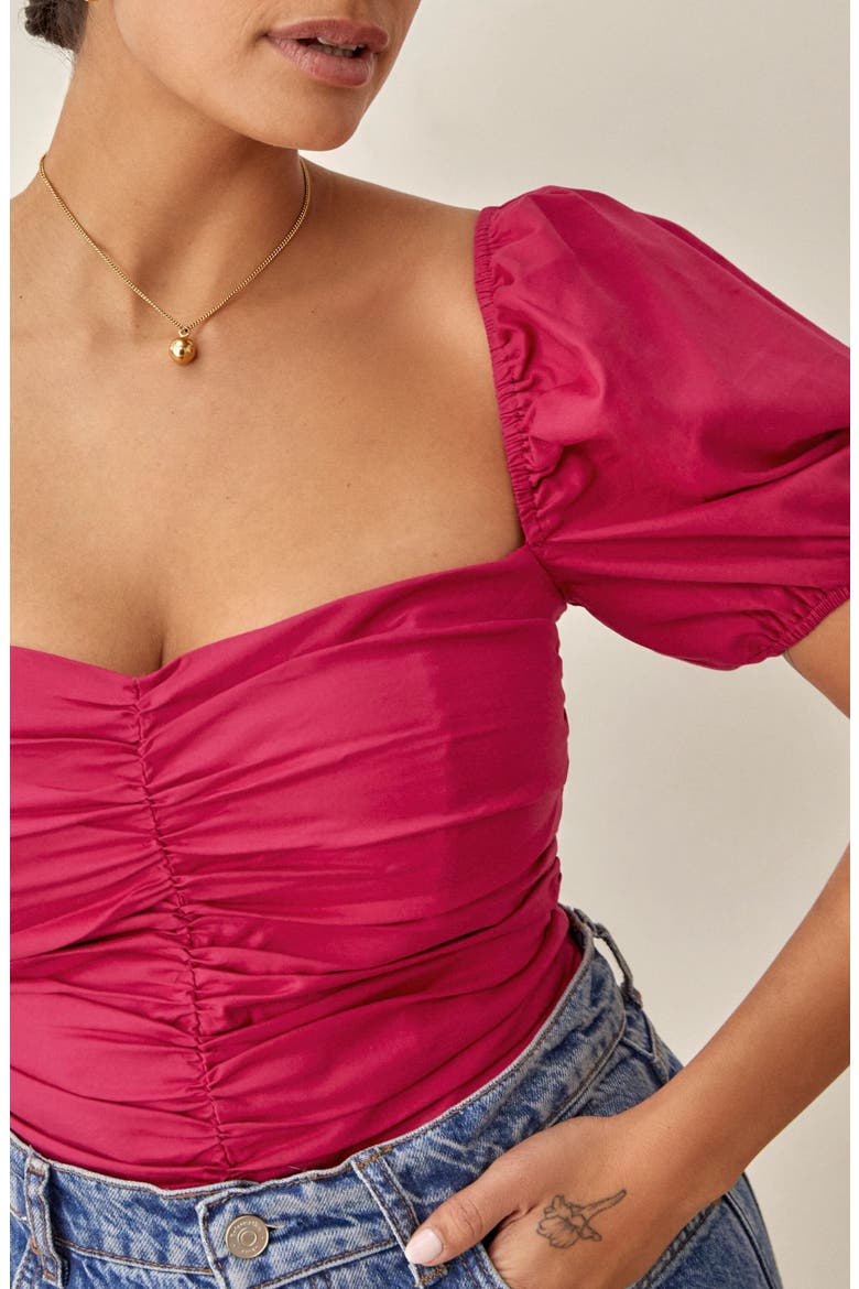 Radish Ruched Organic Cotton Top, Alternate, color, RHUBARB