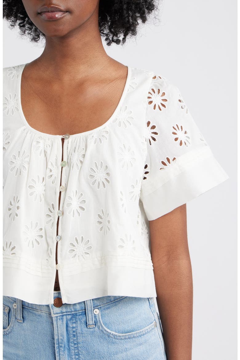Bambina Cotton Eyelet Trapeze Top, Alternate, color, WHITE