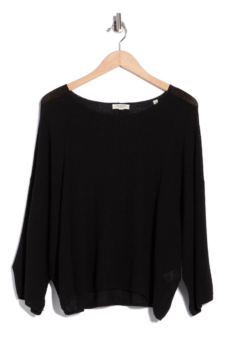 Textured Dolman Sleeve Sweater, Alternate, color, BLACK