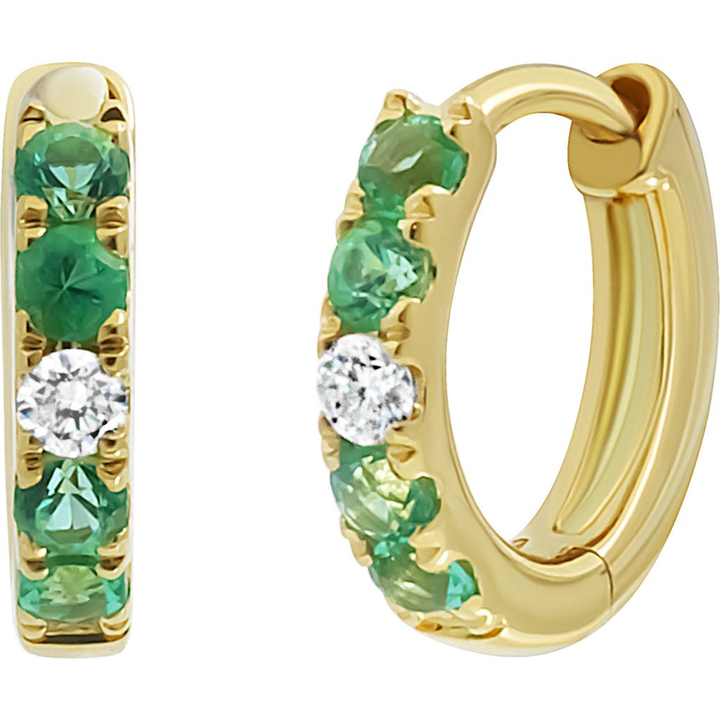 Bony Levy El Mar Sapphire & Diamond Hoop Earrings In 18k Y. Gold/emerald/diamond