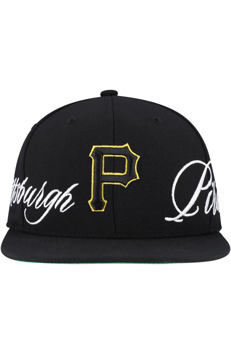 Mitchell & Ness Men's Mitchell & Ness Black Pittsburgh Pirates Just Don x MLB Lux Script Snapback Hat, Alternate, color, Black