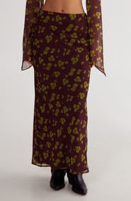 NASTY GAL Ditsy Floral Bias Cut Crinkle Chiffon Maxi Skirt