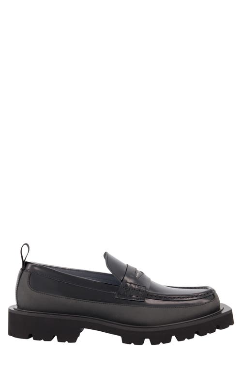 Karl Lagerfeld Paris White Label Lug Sole Penny Loafer In Black