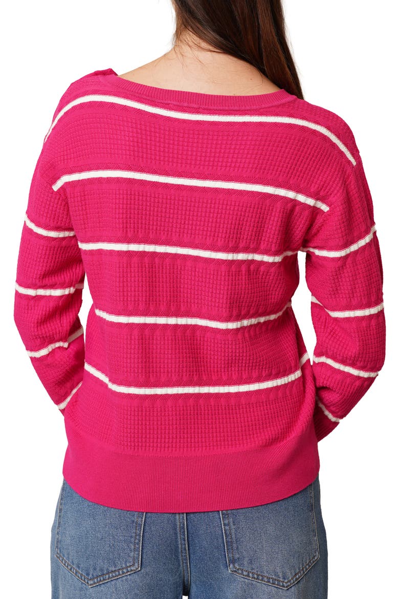 Stripe Pullover Sweater, Alternate, color, ROSE MAGENTA/ COCONUT MILK