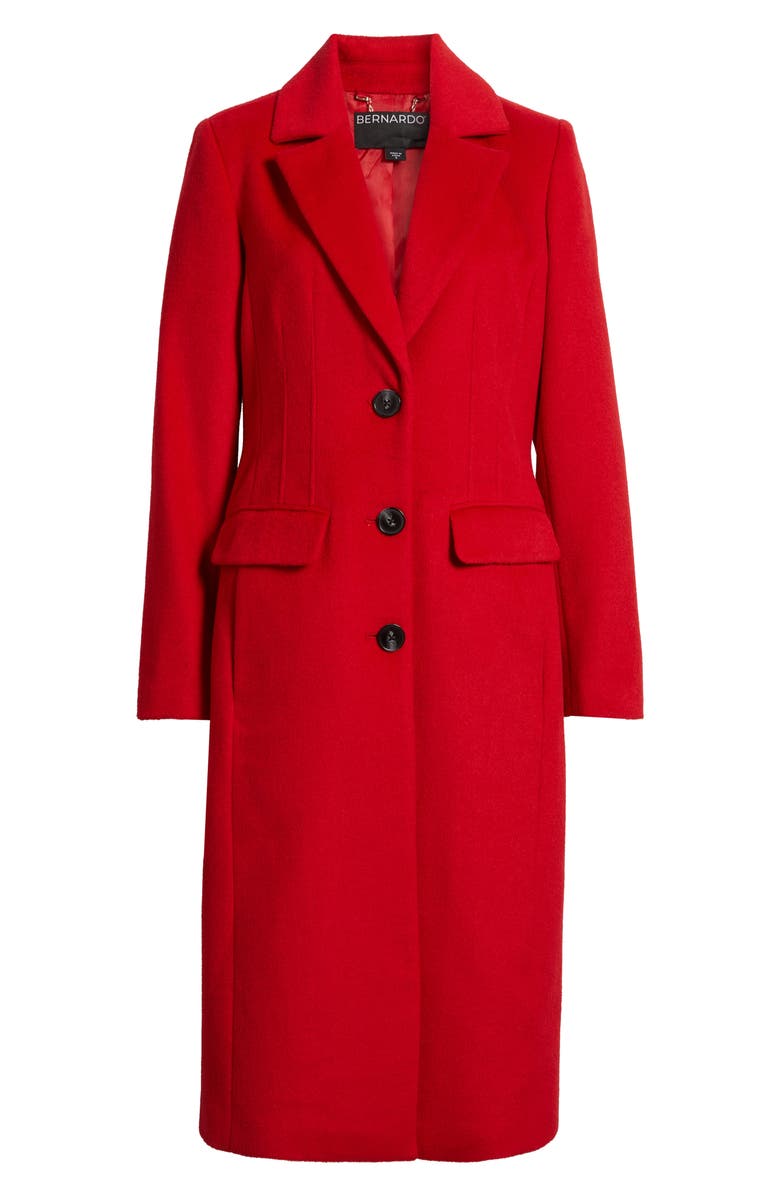 Bernardo Structured Wool Blend Coat, Alternate, color, Tango Red
