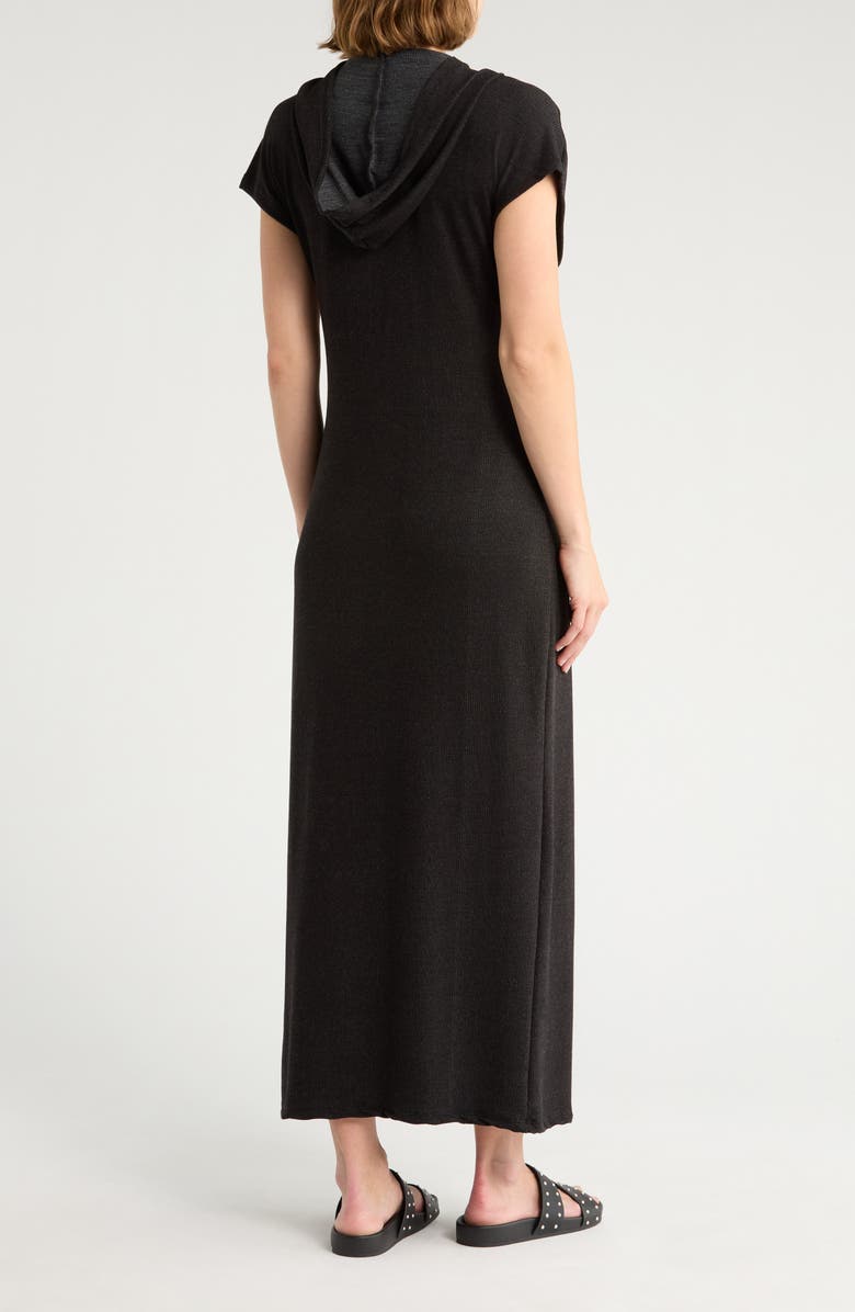 GO COUTURE Hooded Short Sleeve Maxi Dress, Alternate, color, Black