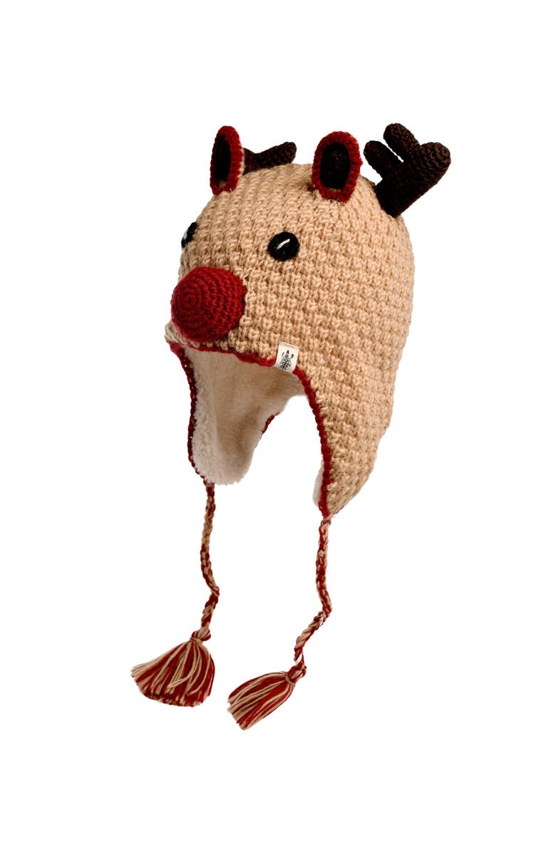 Nirvanna Designs Crochet Reindeer Hat, Alternate, color, White