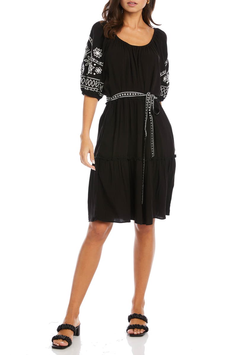 Karen Kane Embroidered Puff Sleeve Dress, Main, color, 