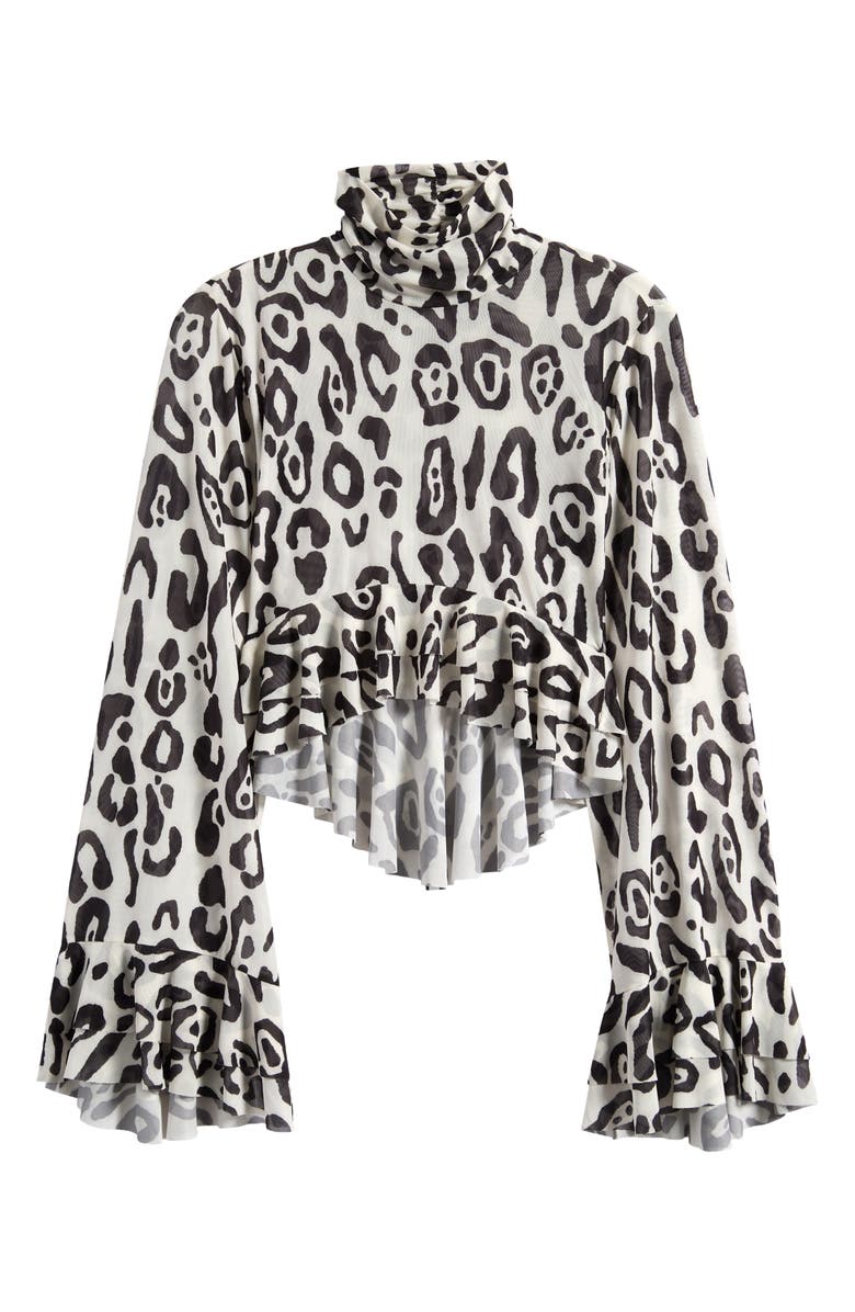 AFRM Pru Mesh High-Low Crop Top, Alternate, color, Stark Leopard
