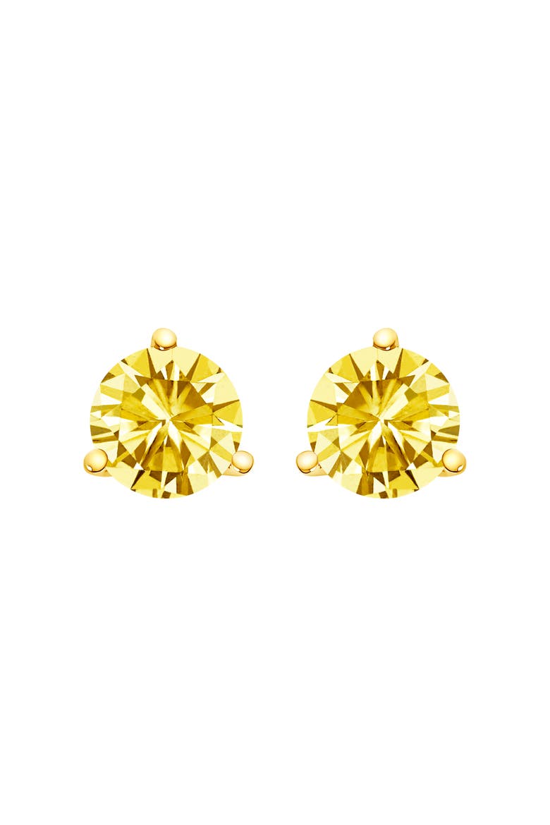 14K Gold 3-Prong Martini Set 2.0 Cttw Yellow Lab Grown Diamond Solitaire Stud Earrings, Main, color, Yellow