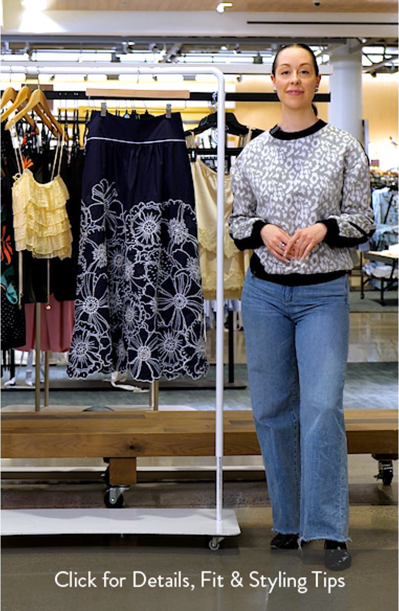 Flowers Richelieu Cotton Midi Skirt, sales video thumbnail