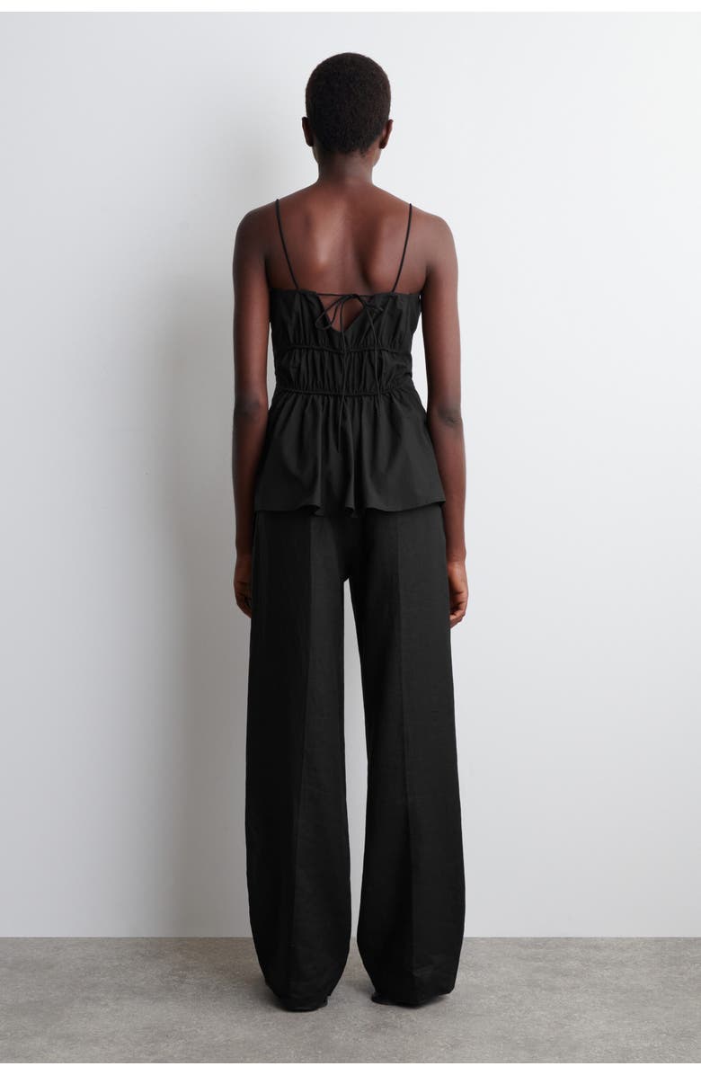 COS Gathered Cotton Peplum Top, Alternate, color, Black
