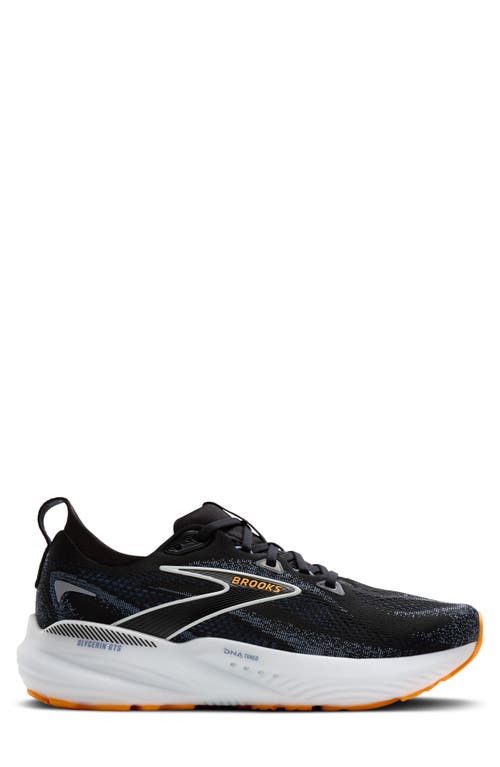 Brooks Glycerin Gts 22 Running Shoe In Black/country Blue/orange