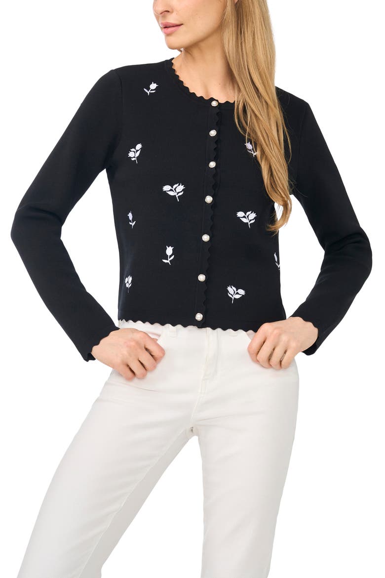 Embroidered Cardigan, Main, color, RICH BLACK