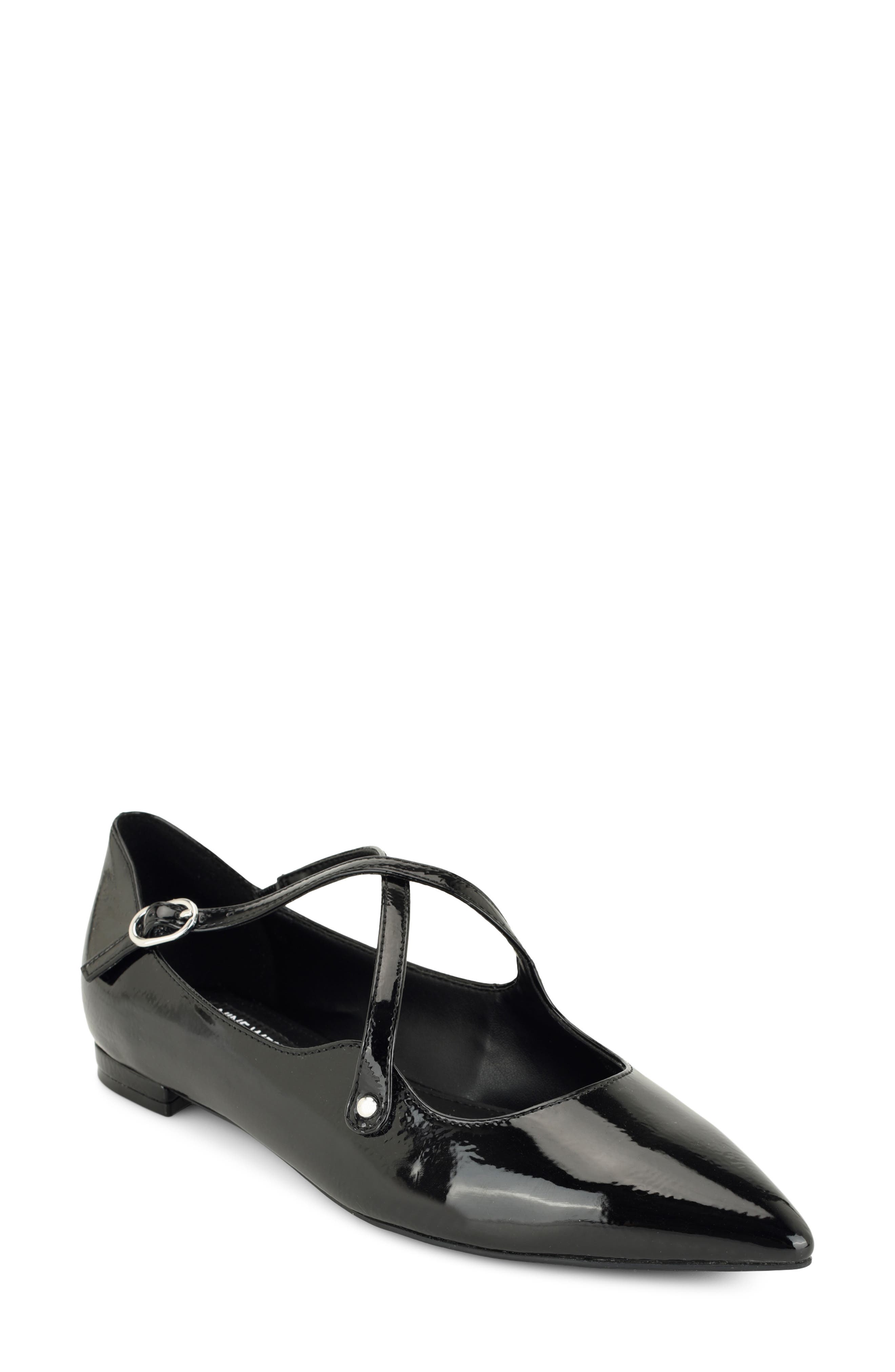 Jarry Pointed Toe Flat, Main, color, BLACK