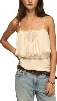 Lucky Brand Lace Trim Ruffle Camisole