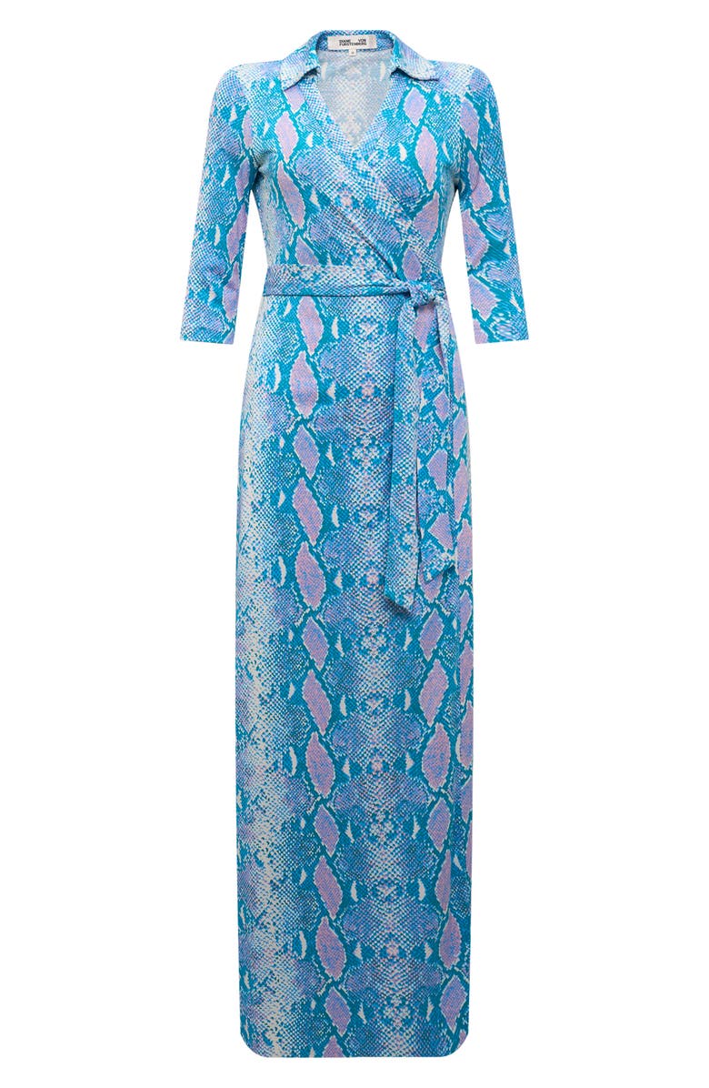 DVF Abigail Silk Wrap Maxi Dress, Alternate, color, Python