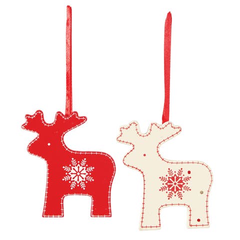 Nordic Reindeer Christmas Xmas Ornament A/2