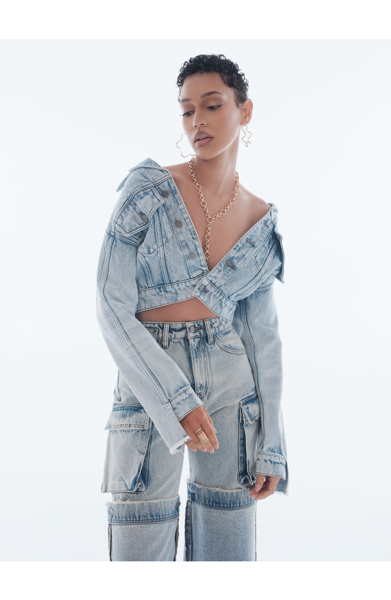 Untourage The Label Webster Crop Jacket, Alternate, color, Denim Blue