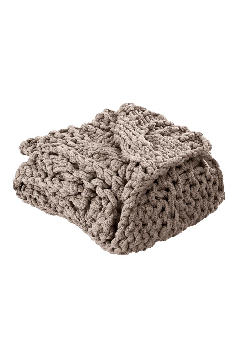 Chunky Knit Throw, Main, color, KHAKI