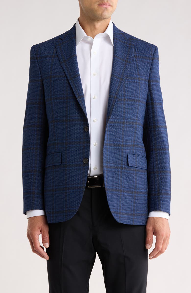 J|V by Jack Victor Elex Plaid Wool Blend Sport Coat, Main, color, Navy