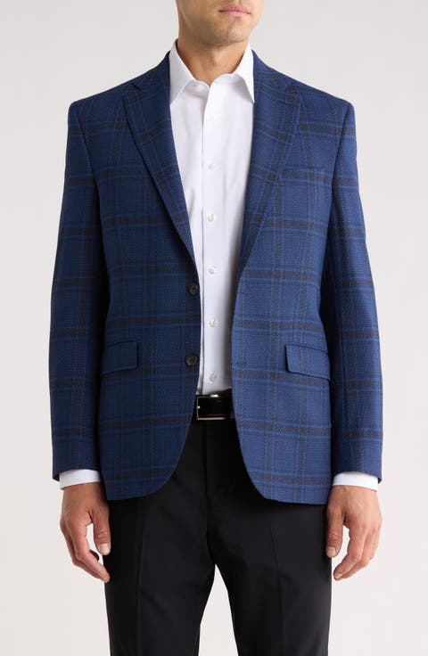 Elex Plaid Wool Blend Sport Coat (Regular, Short & Long)