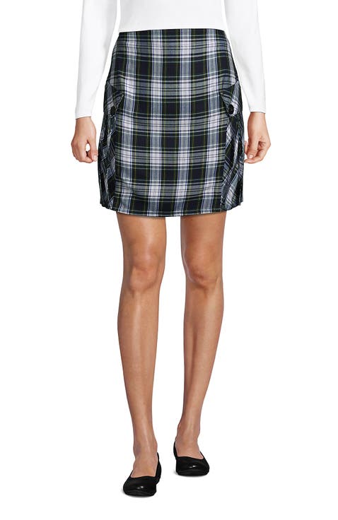 School Uniform Young  Side Pleat Plaid Skort Above the Knee
