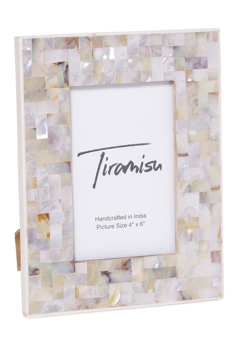 Tiramisu Mother-of-Pearl Picture Frame - Herringbone Pattern, Alternate, color, Yellow