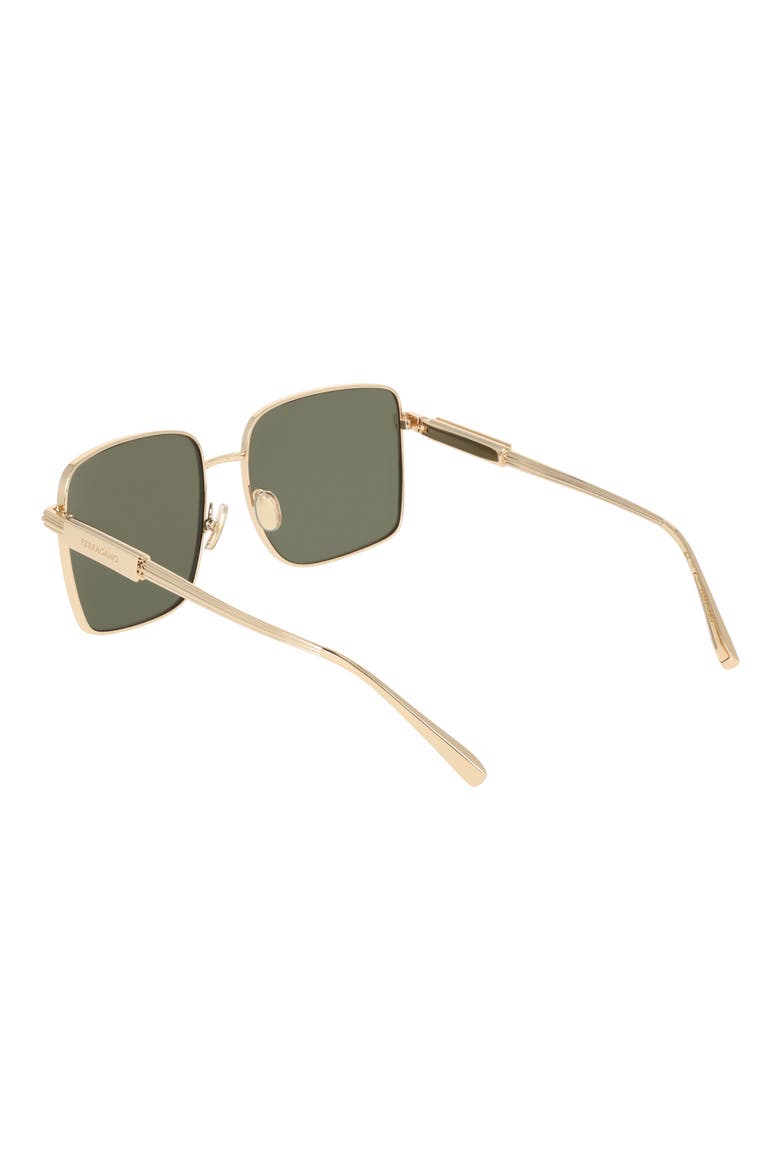 57mm Square Sunglasses, Alternate, color, GOLD/ GREEN