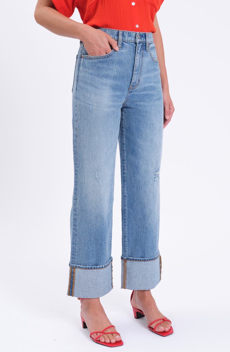 DAZE Eastside High Waist Cuff Crop Straight Leg Jeans, Alternate, color, Be Mine Vintage