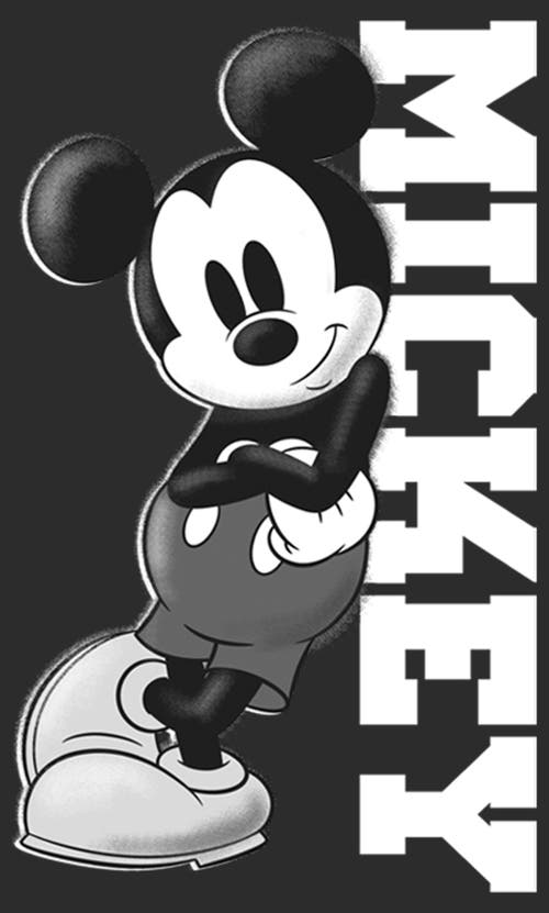 Mickey & Friends Retro Leaning Graphic T-shirt In Black