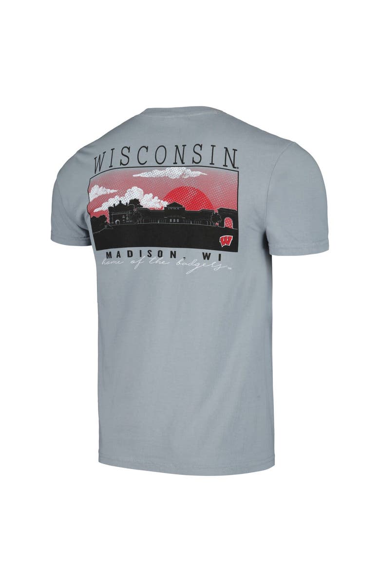 IMAGE ONE Men's Gray Wisconsin Badgers Campus Scene Comfort Colors T-Shirt, Alternate, color, Gray