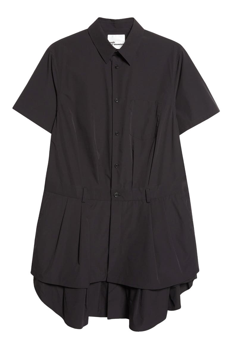 Typewriter Tiered Shirtdress, Alternate, color, BLACK