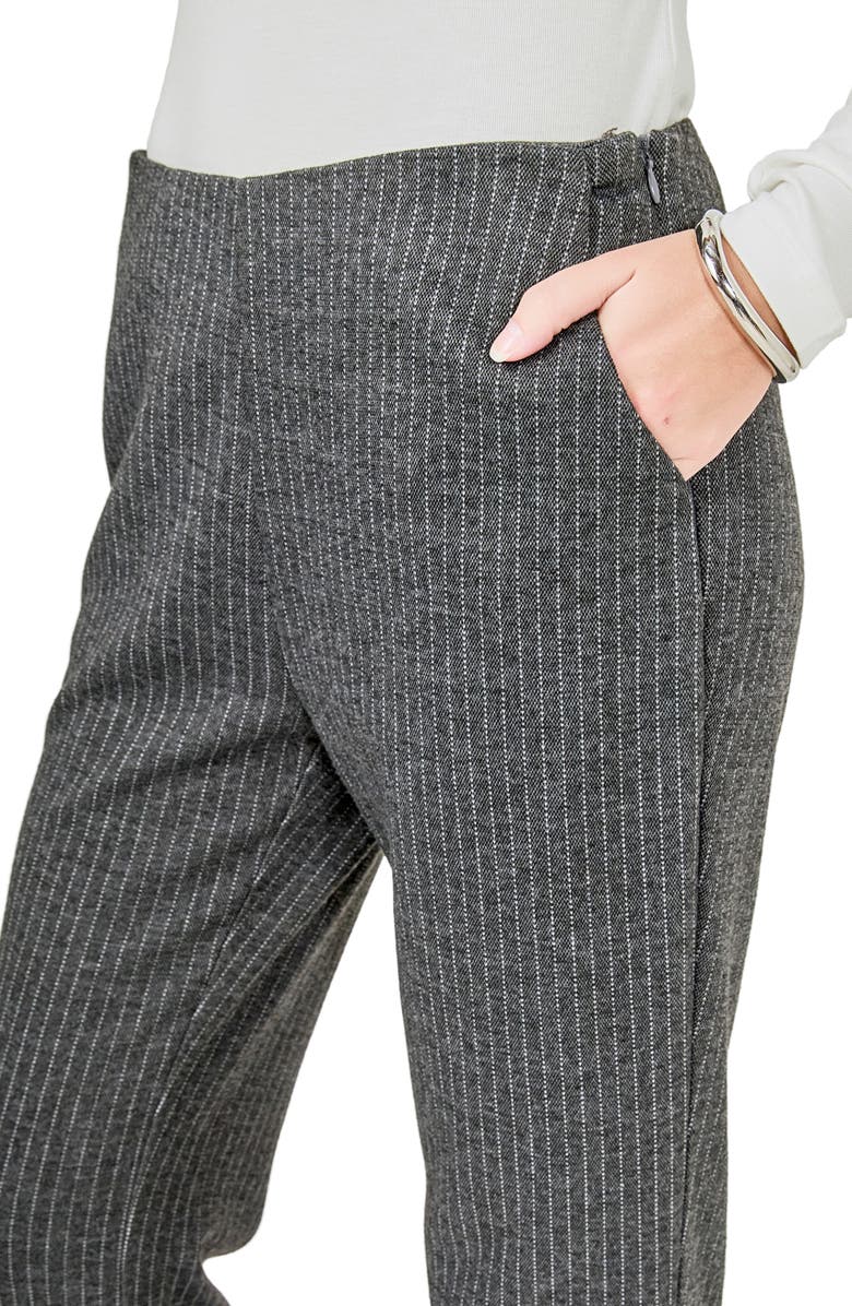 Endless Rose Stripe Stretch Knit Flare Pants, Alternate, color, Grey