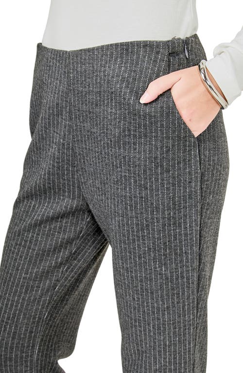 Endless Rose Stripe Stretch Knit Flare Pants In Gray