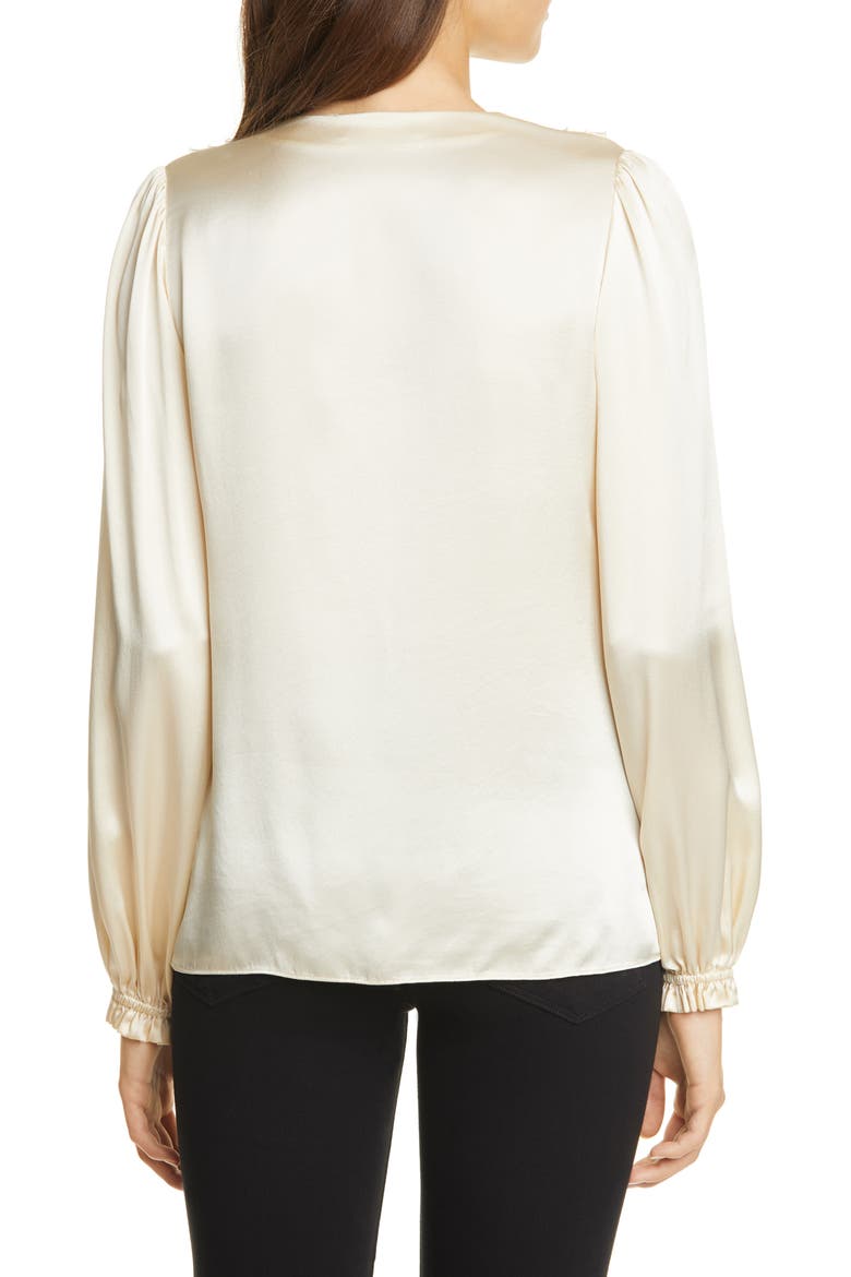 Ruffle Front Silk Top, Alternate, color, CHAMPAGNE