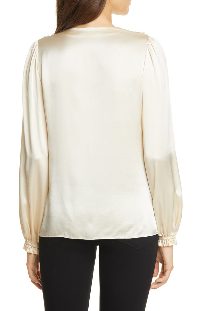 FRAME Ruffle Front Silk Top, Alternate, color,